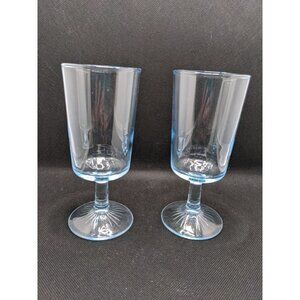 vintage DUZ CRYSTAL   Water Goblet Star Sapphire Height: 6 5/8 in  set of 2